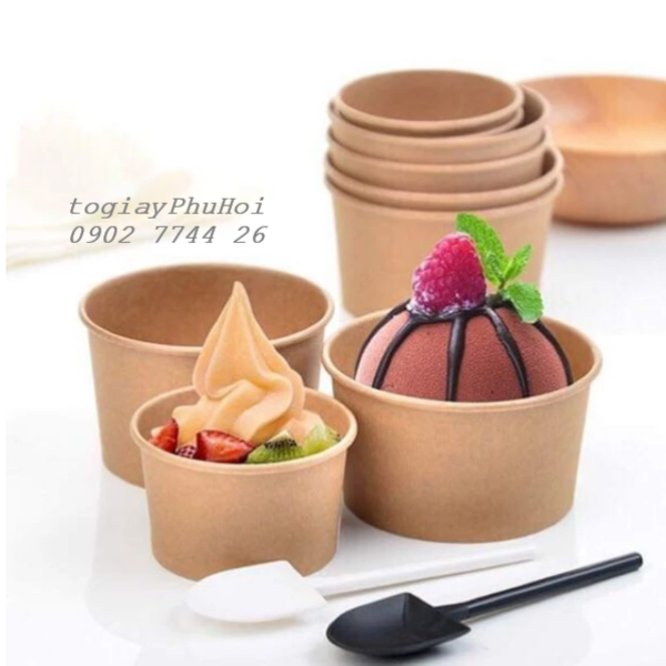 Tô giấy kraft 250ml nắp PP